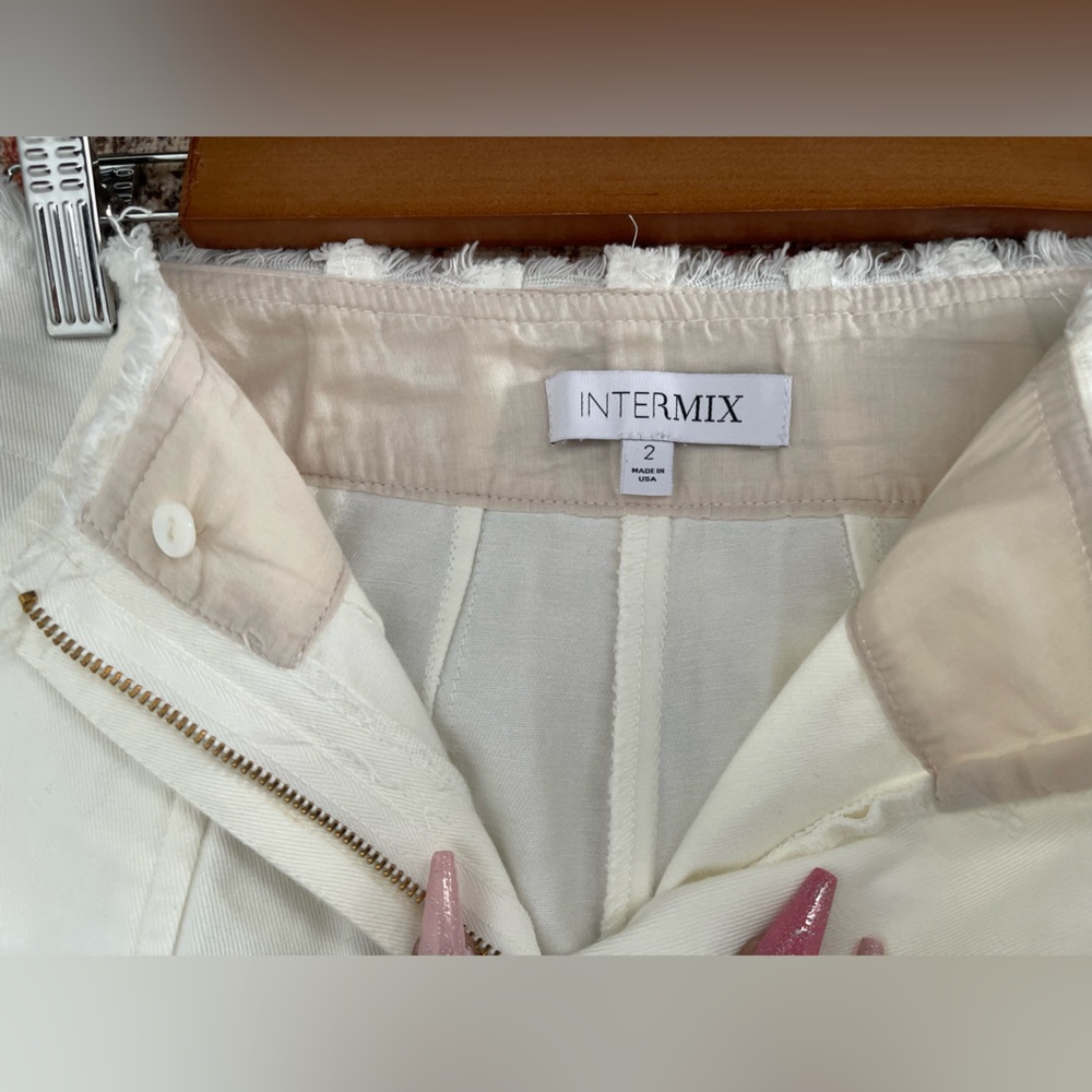 INTERMIX HIGH WAISTED White Wide Leg Pants - Picture 9 of 12
